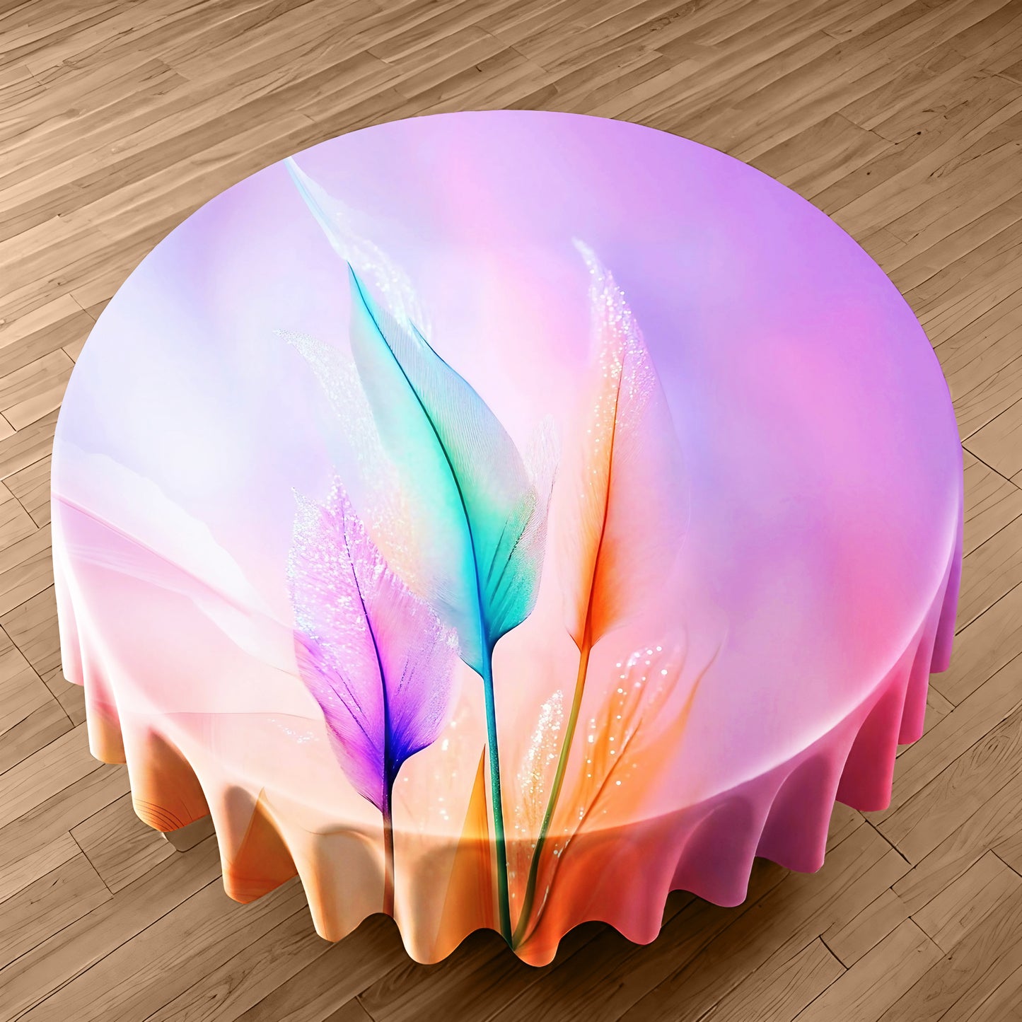 Mystic Feathers Round Tablecloth