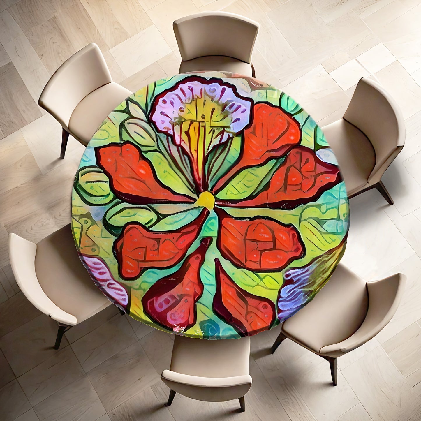 Nasturtium By Jinge for Fifo Round Tablecloth