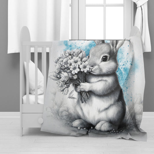 Blue Baby Bunny Minky Blanket By Nathan Pieterse