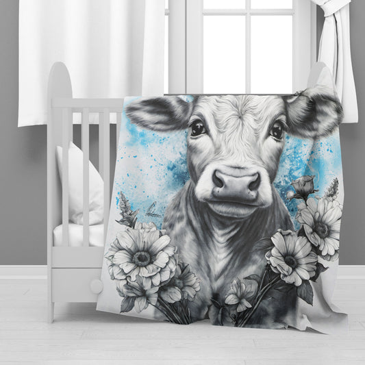 Blue Baby Cow Minky Blanket By Nathan Pieterse