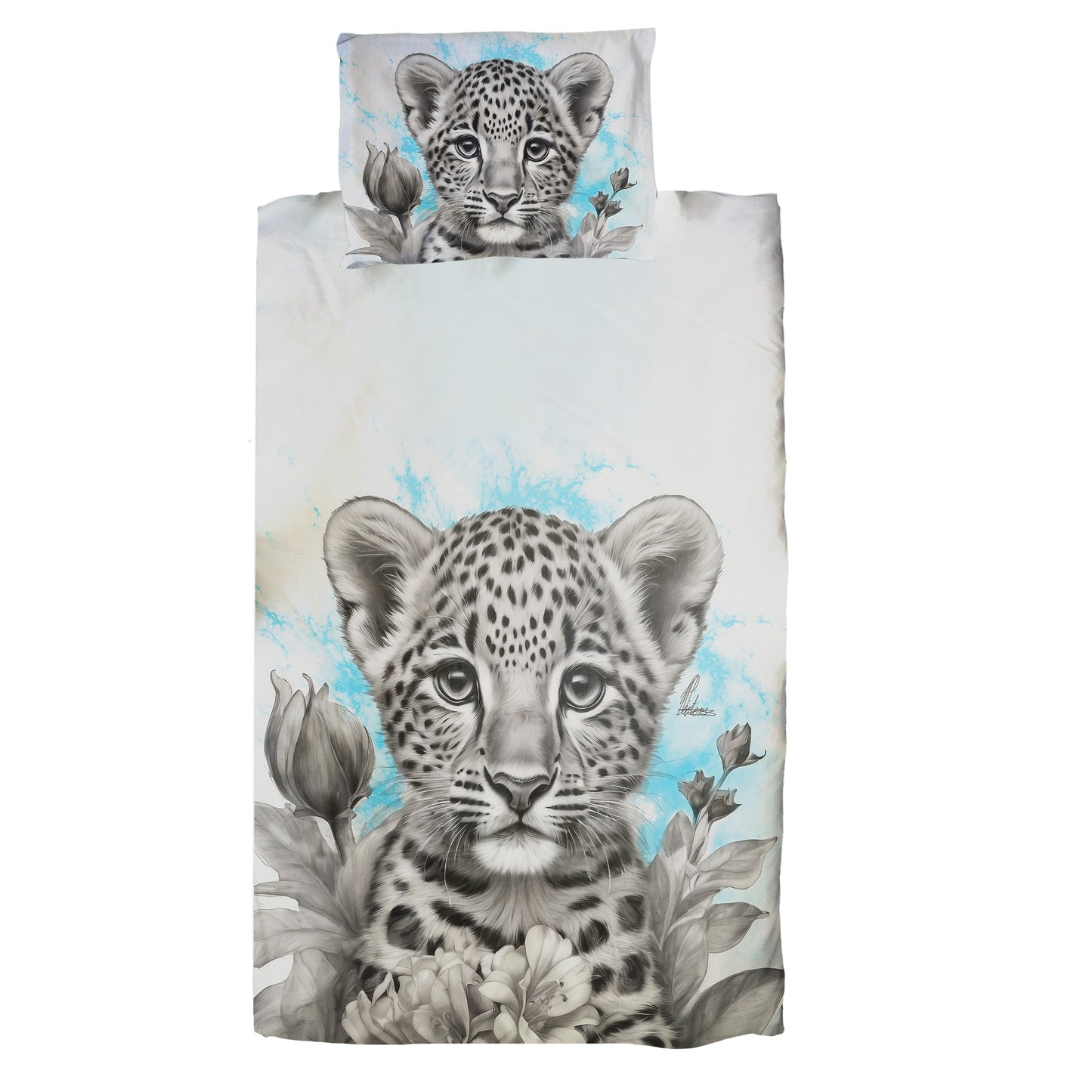 Blue Baby Leopard By Nathan Pieterse Cot Duvet Set