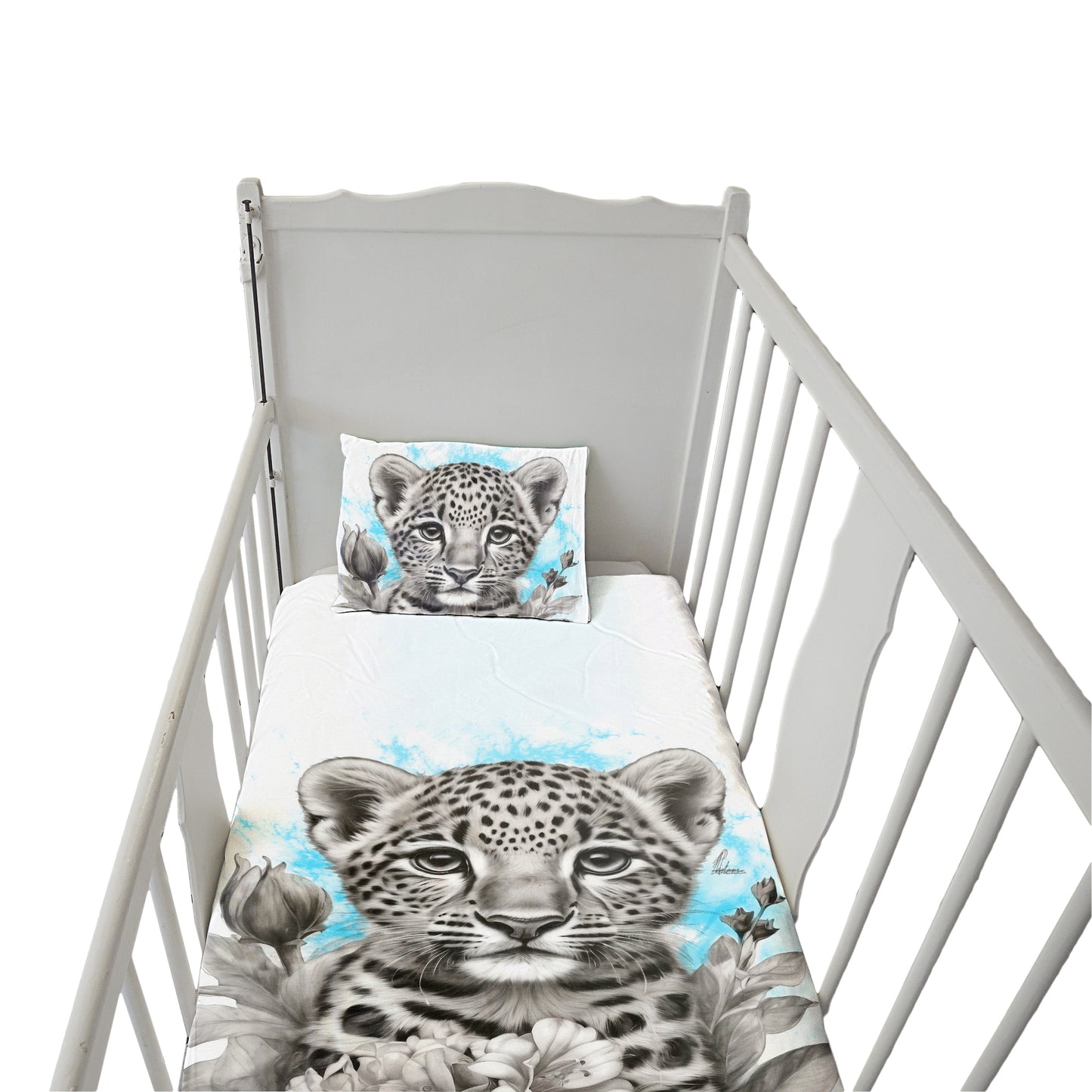 Blue Baby Leopard By Nathan Pieterse Cot Duvet Set