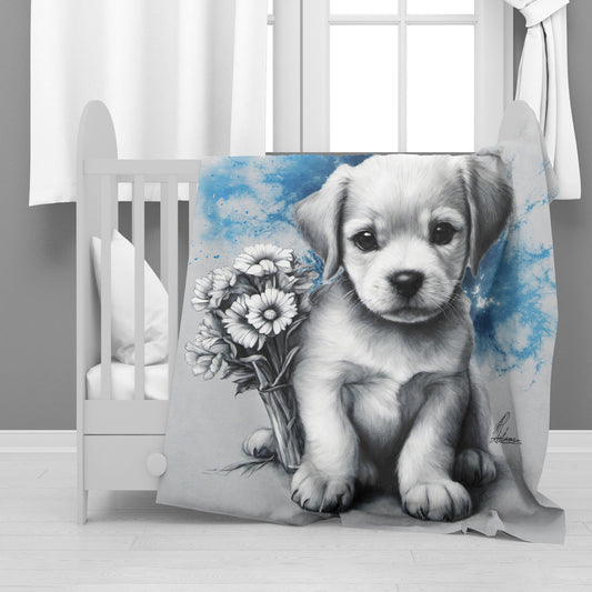 Blue Puppy Minky Blanket By Nathan Pieterse