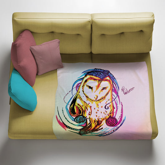 Fire Owl Light Weight Fleece Blanket By Nathan Pieterse