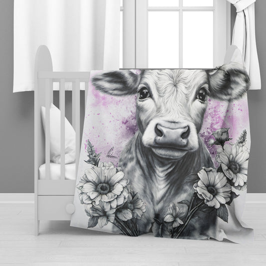 Pink Baby Cow Minky Blanket By Nathan Pieterse