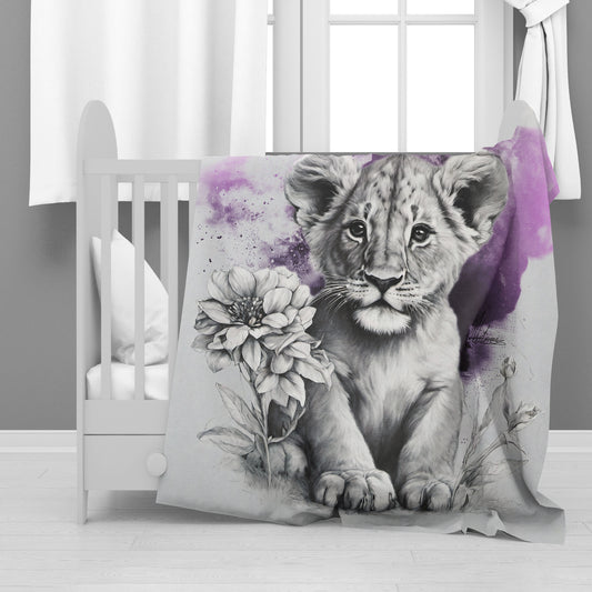 Pink Lion Cub Minky Blanket By Nathan Pieterse