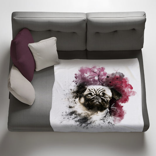 Pug Light Weight Fleece Blanket By Nathan Pieterse