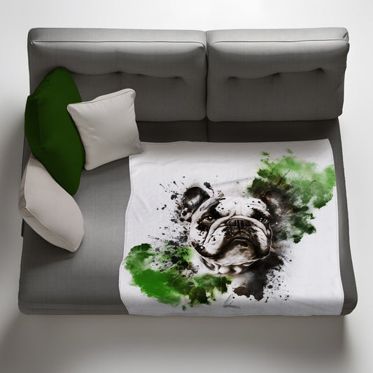 Bulldog Light Weight Fleece Blanket By Nathan Pieterse