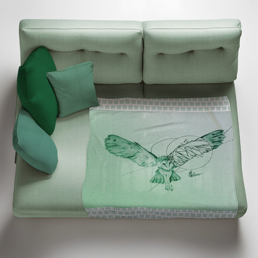 Owl in Flight Light Weight Fleece Blanket By Nathan Pieterse