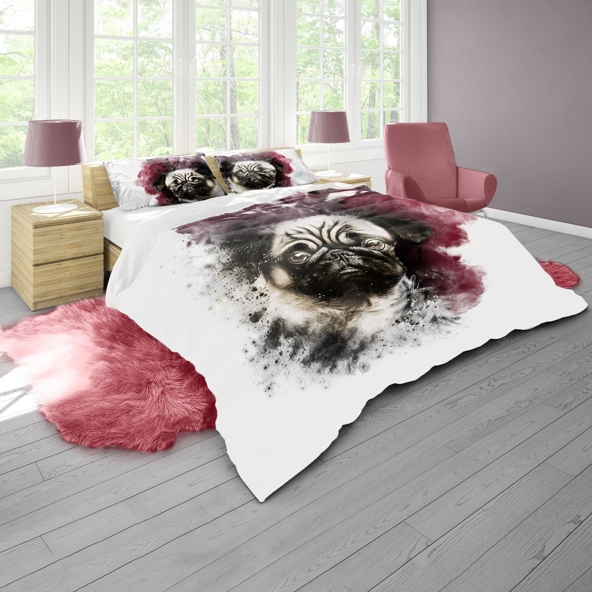 Pug double deals duvet set