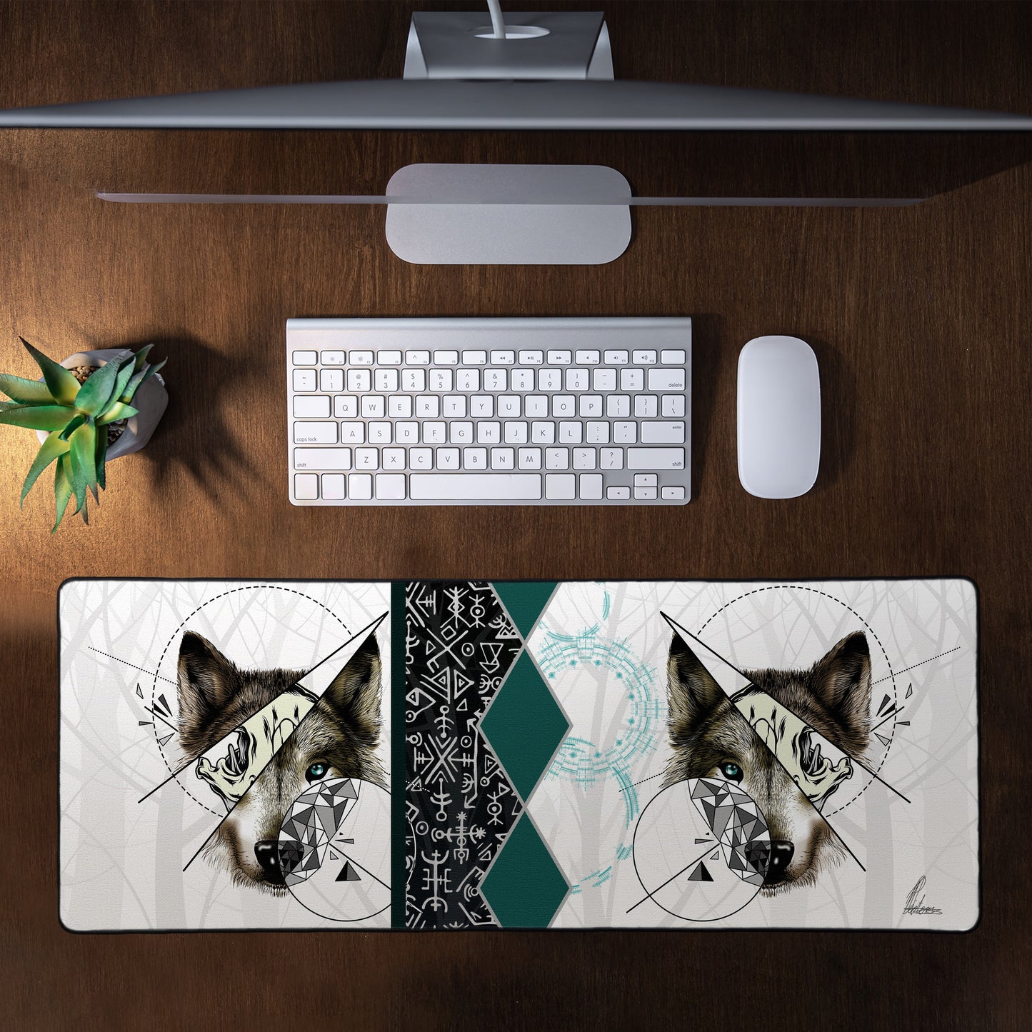 Shattered Wolf By Nathan Pieterse Large Desk Pad
