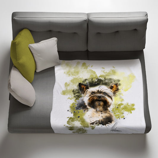 Yorkie Light Weight Fleece Blanket By Nathan Pieterse