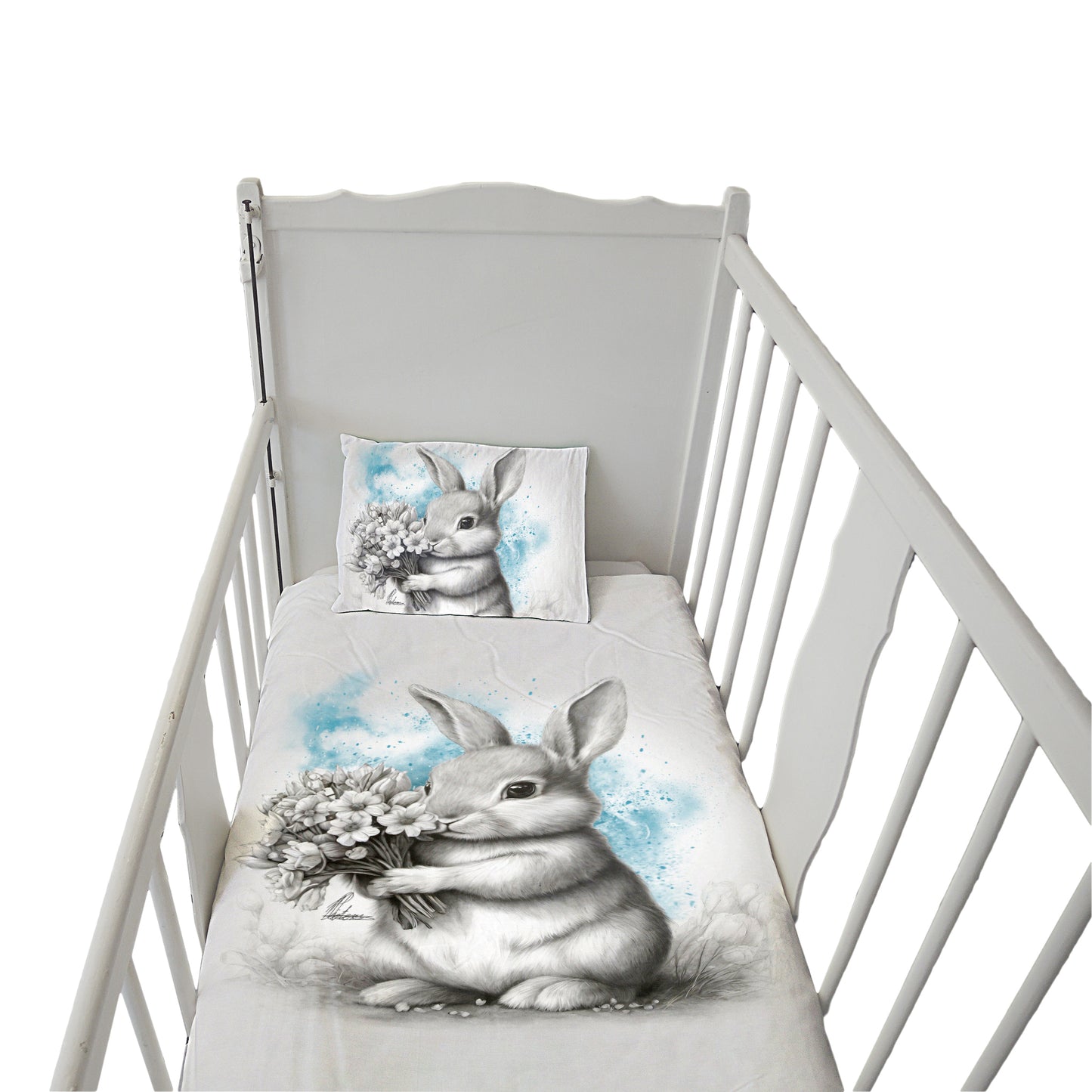 Blue Baby Bunny Cot Duvet Set By Nathan Pieterse