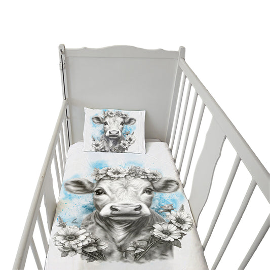 Blue Cow Calf Cot Duvet Set By Nathan Pieterse