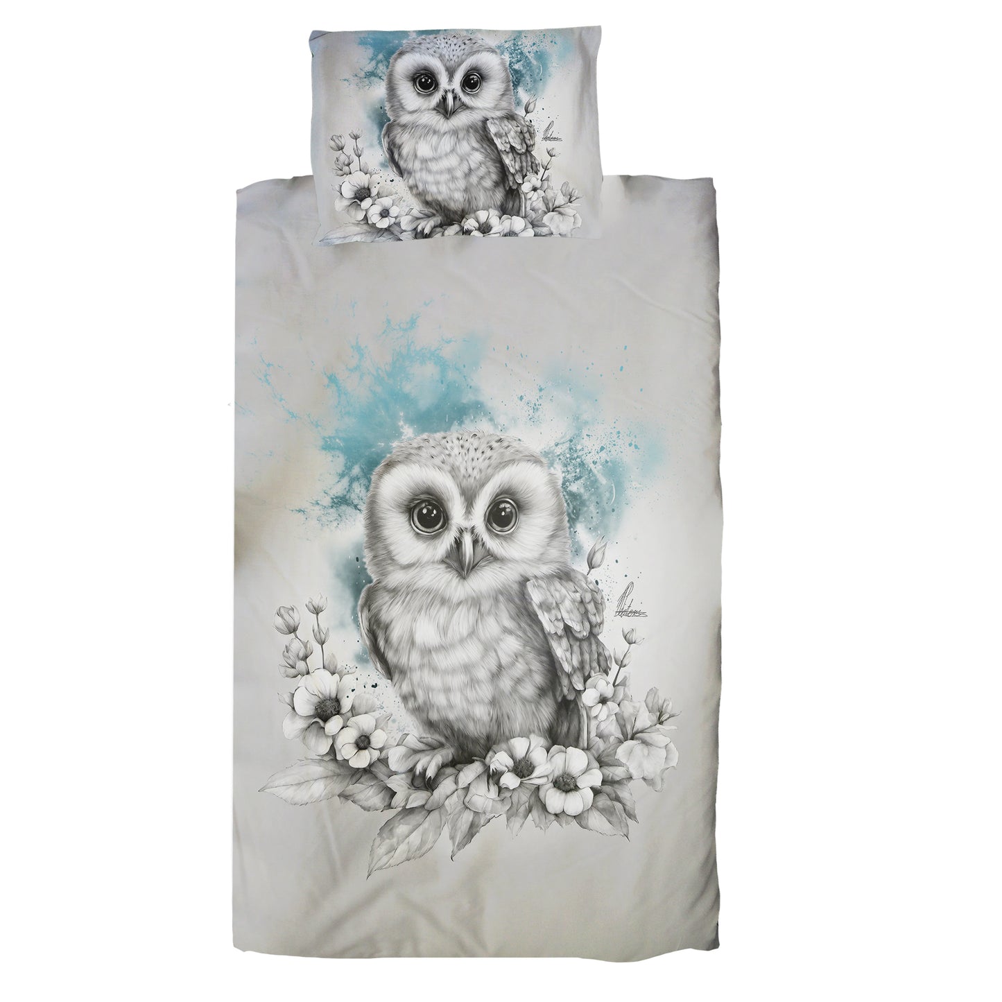 Blue Baby Owl Cot Duvet Set By Nathan Pieterse