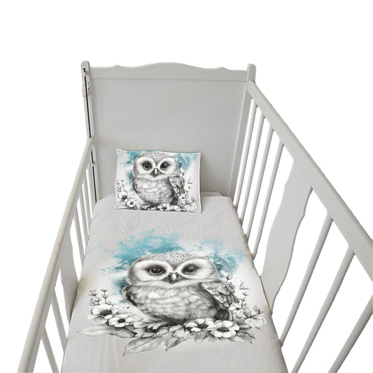 Blue Baby Owl Cot Duvet Set By Nathan Pieterse