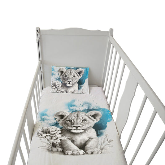 Blue Lion Cub Cot Duvet Set By Nathan Pieterse