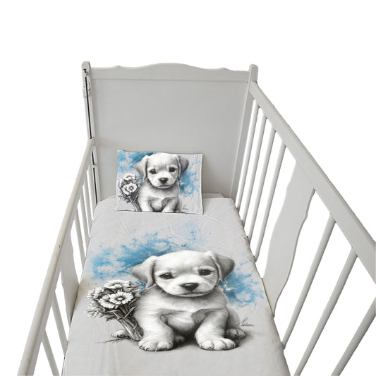 Blue Puppy Cot Duvet Set By Nathan Pieterse