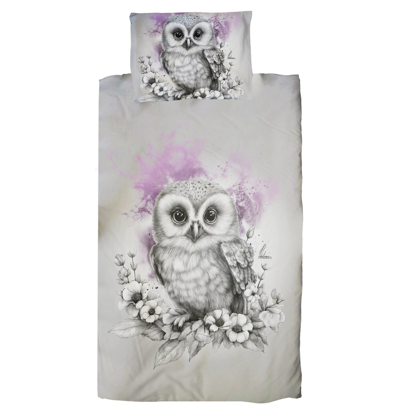 Pink Baby Owl Cot Duvet Set By Nathan Pieterse