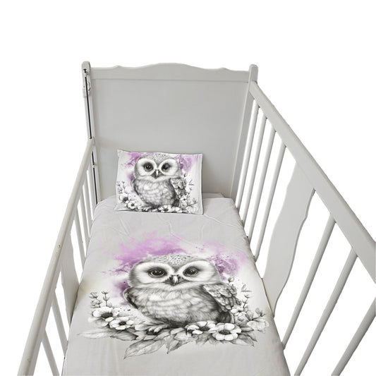 Pink Baby Owl Cot Duvet Set By Nathan Pieterse