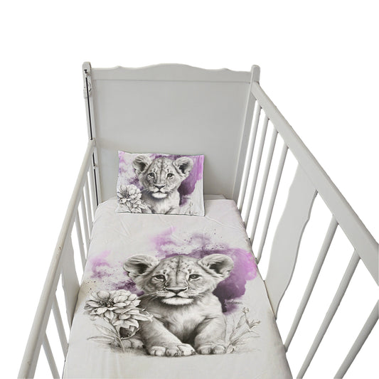 Pink Lion Cub Cot Duvet Set By Nathan Pieterse