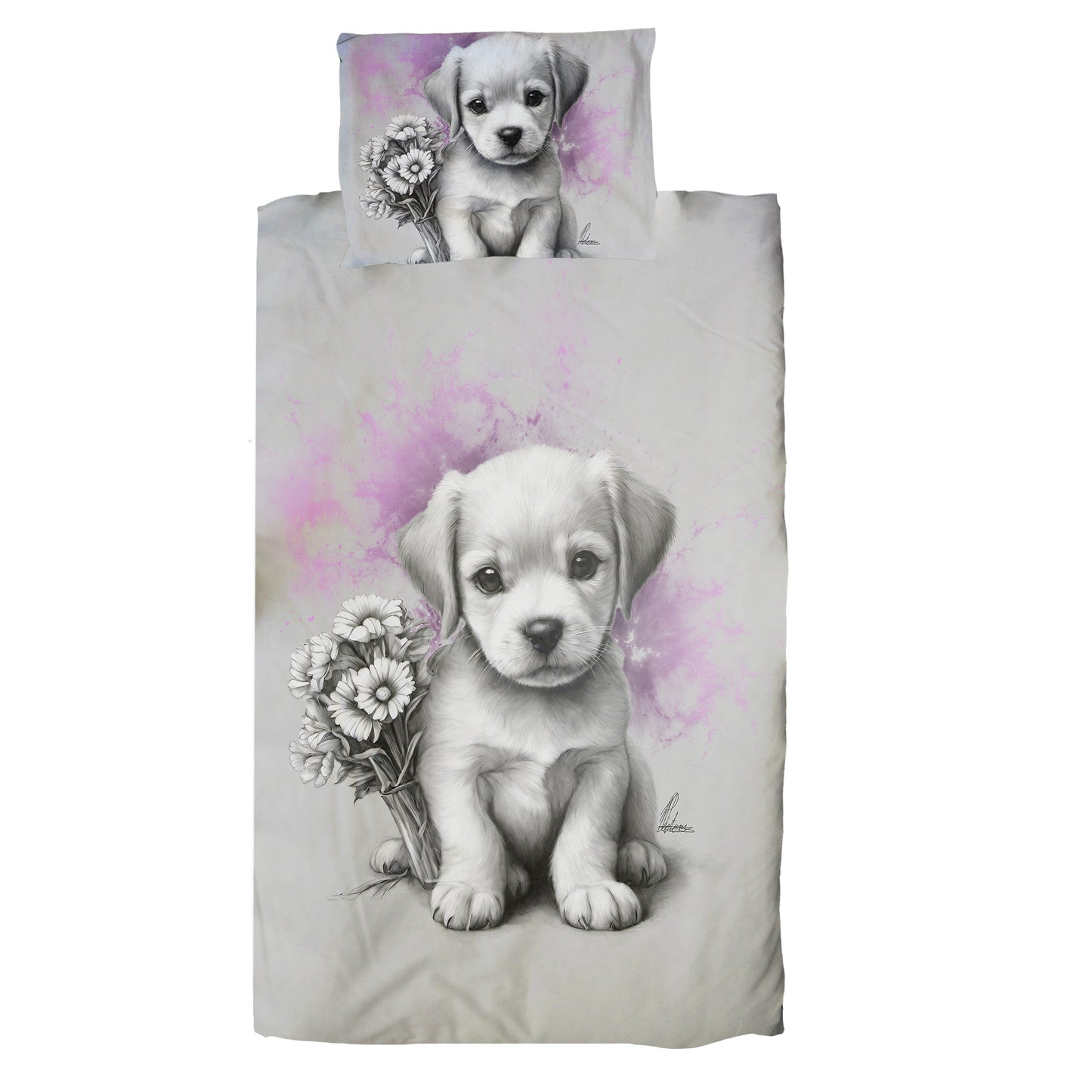 Pink Puppy Cot Duvet Set By Nathan Pieterse