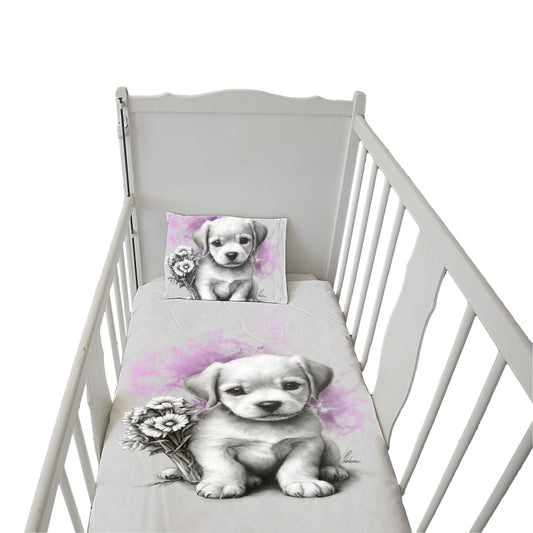 Pink Puppy Cot Duvet Set By Nathan Pieterse