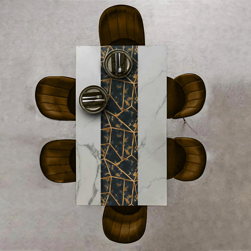 Navy Marble Abstract Table Runner