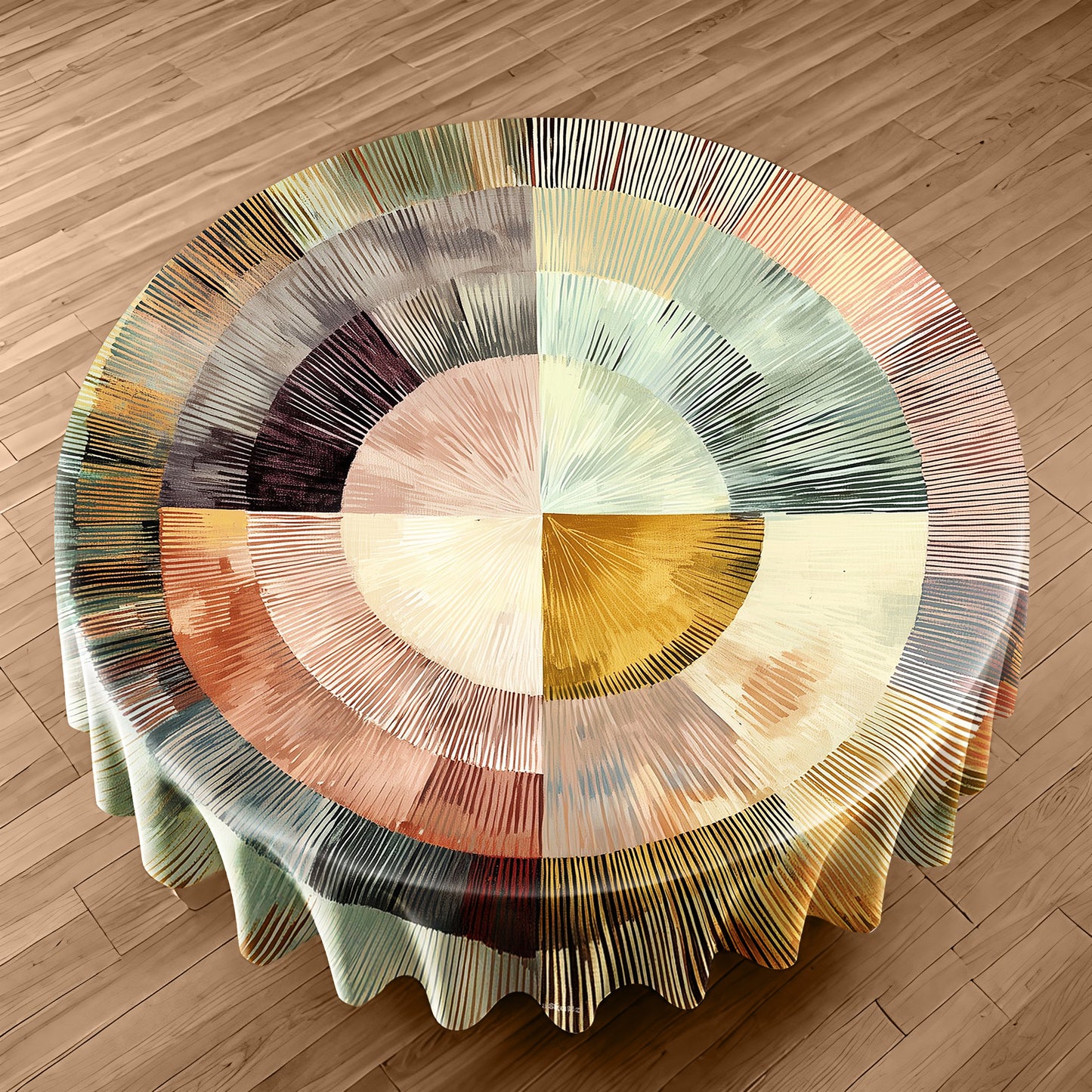 Ndebele Sunburst Round Tablecloth by Wikus Schalkwyk