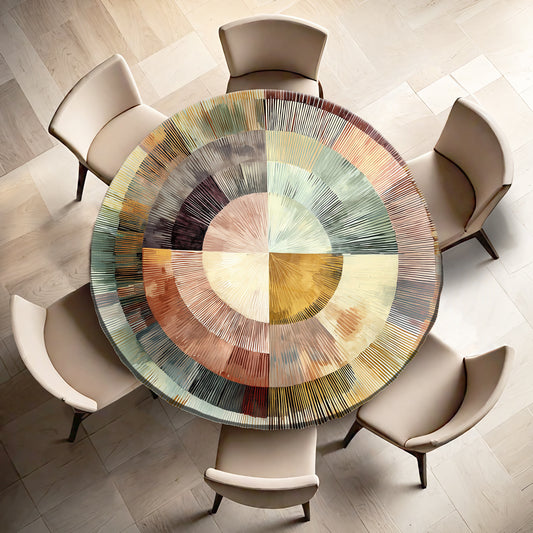 Ndebele Sunburst Round Tablecloth by Wikus Schalkwyk
