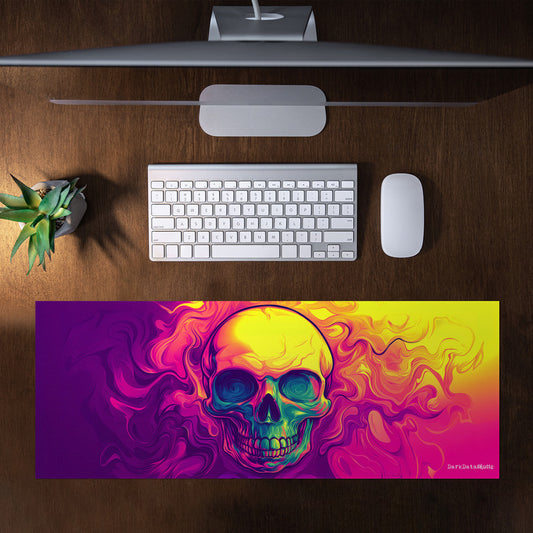 Neon 70s Trippy DMT Skul Desk Pad by Wikus Schalkwyk