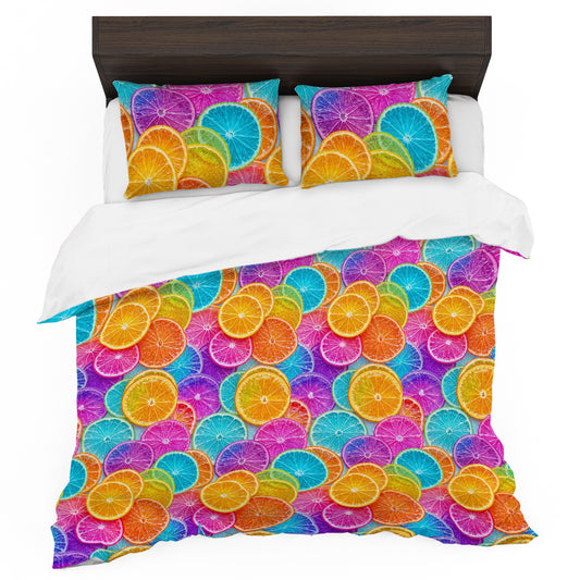Neon Citrus Slices Duvet Cover Set