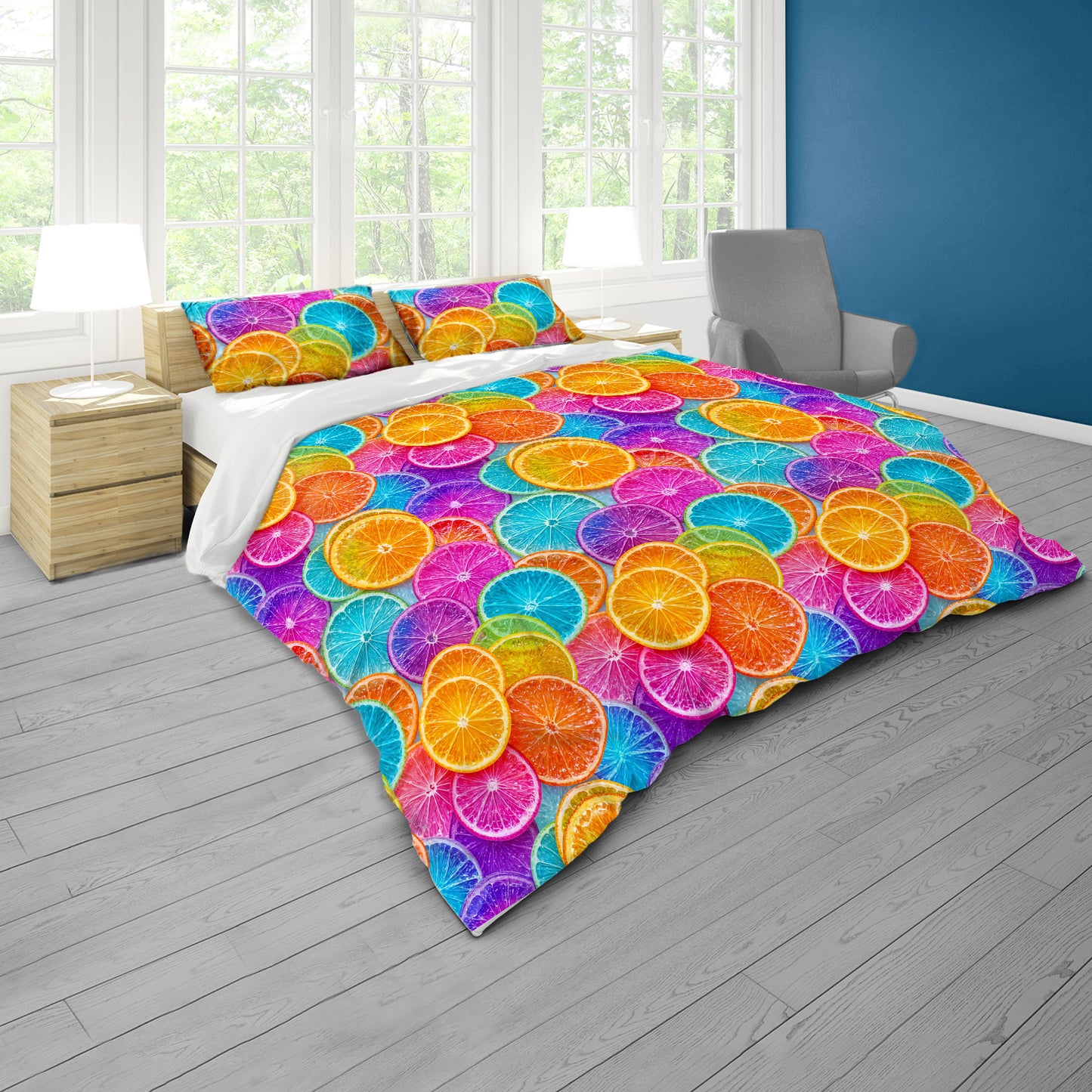 Neon Citrus Slices Duvet Cover Set