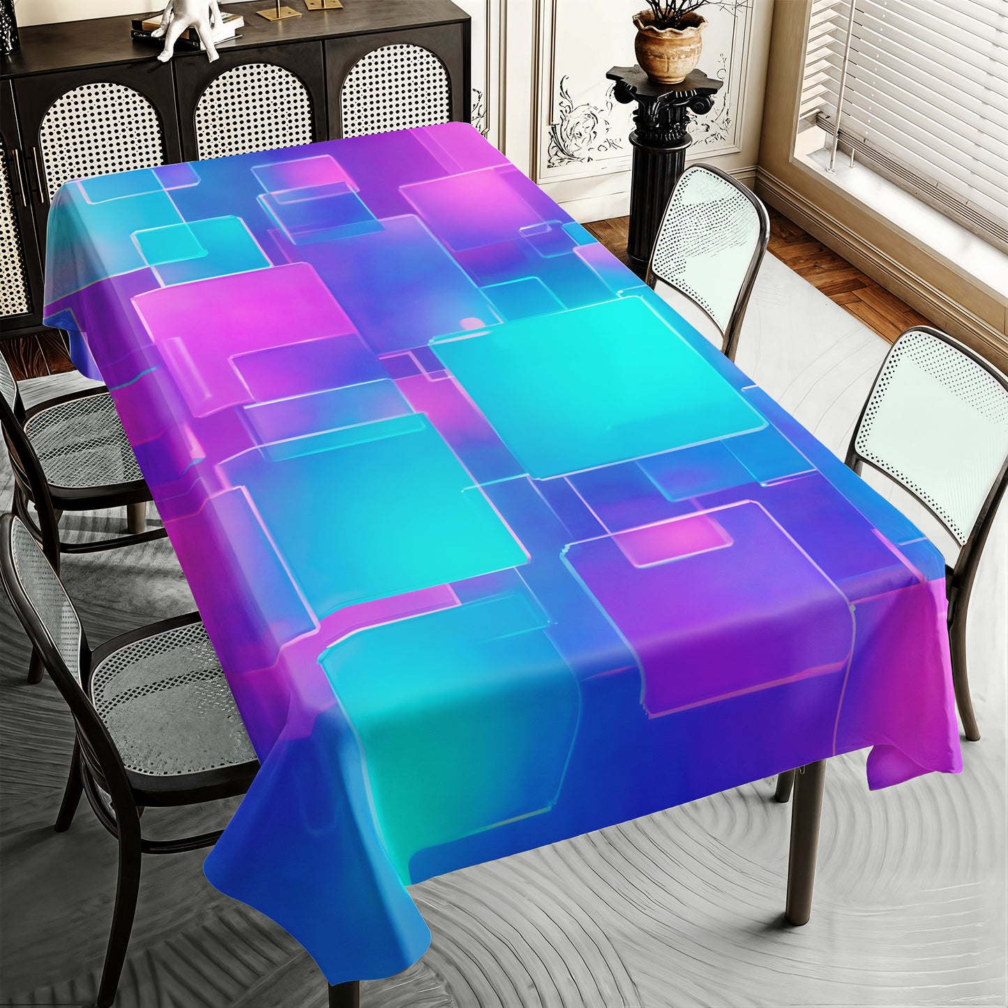 Neon Cubism Rectangle Tablecloth