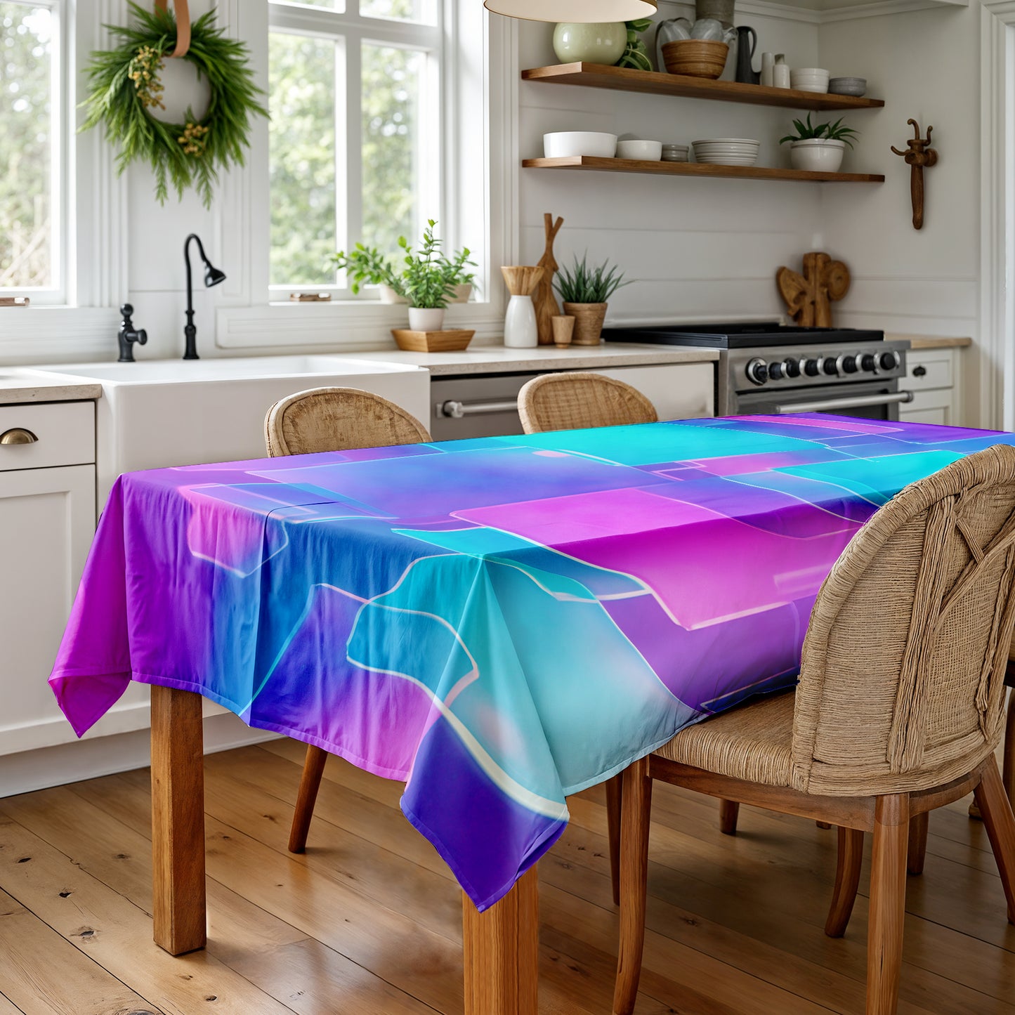 Neon Cubism Rectangle Tablecloth