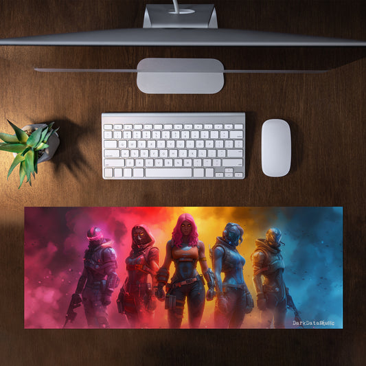 Neon Fortnite by Wikus Schalkwyk Large Desk Pad