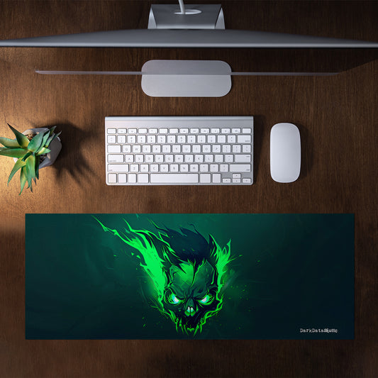 Neon Gamer Skull by Wikus Schalkwyk Large Desk Pad