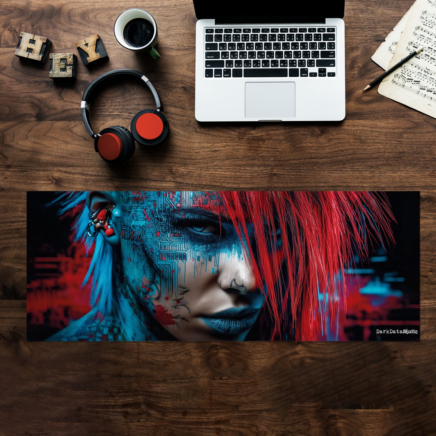 Neon Nexus Desk Pad by Wikus Schalkwyk