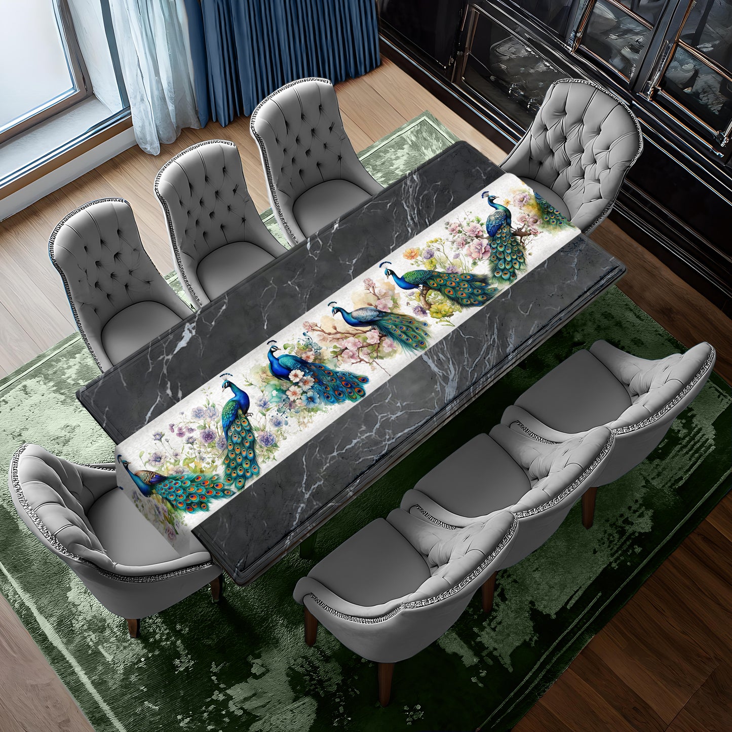 Nesting Peacock Table Runner by Mark van Vuuren