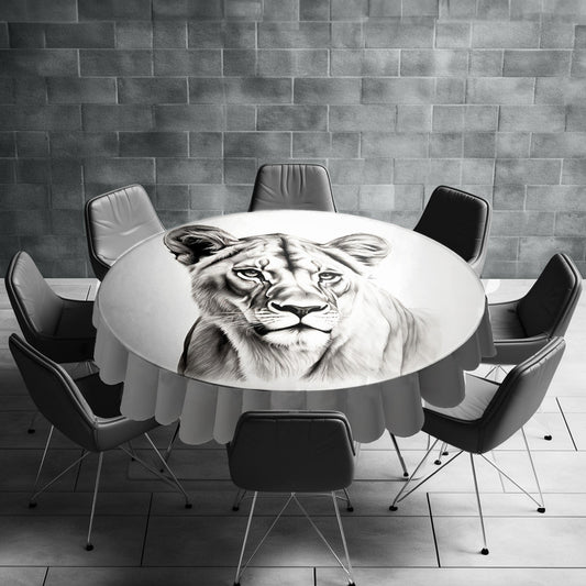 Noble Essence Lioness Round Tablecloth by Nathan Pieterse