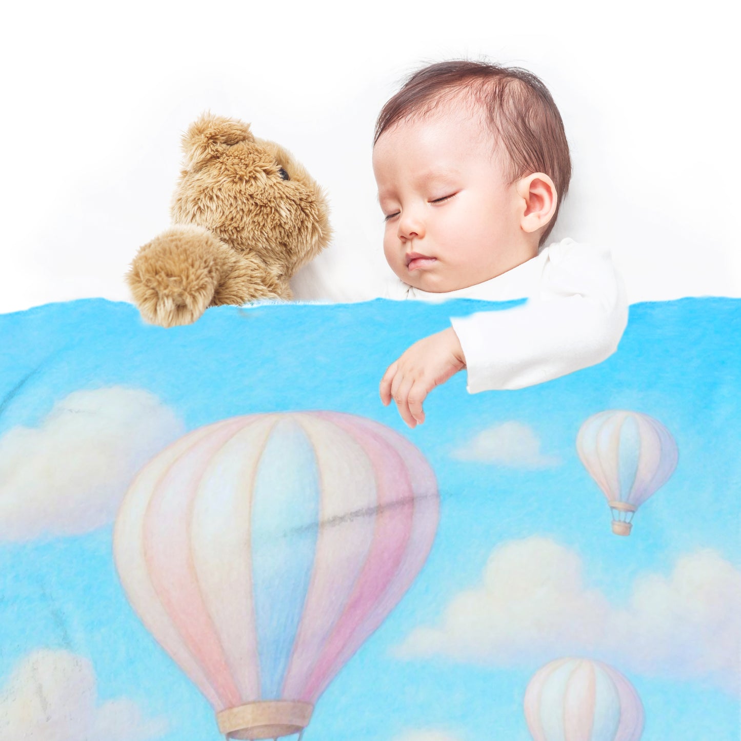 Nursery Clouds & Balloons Minky Blanket by Nathan Pieterse