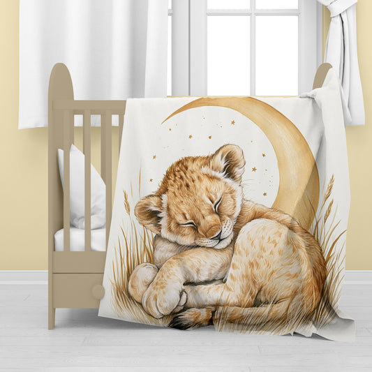 Nursery Sleepy Lion by Baby Fleece Blanket by Wikus Schalkwyk