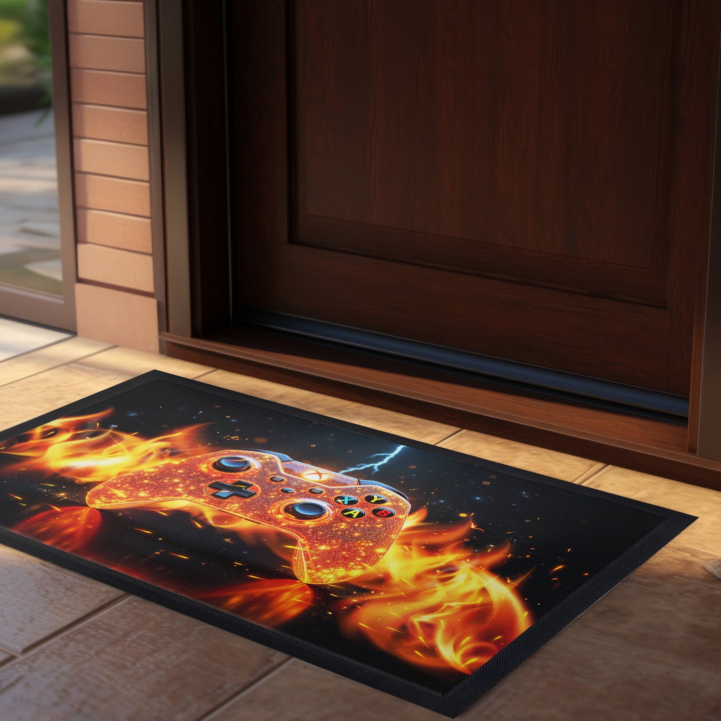 Oarnge Xbox Controller Flames Door Mat – Print with Passion Decor