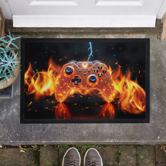 Oarnge Xbox Controller Flames Door Mat