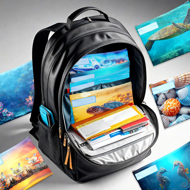 Ocean Theme Subject Savvy Book Bags Set of 9