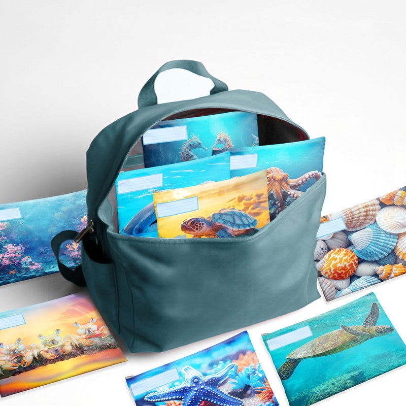 Ocean Theme Subject Savvy Book Bags Set of 9
