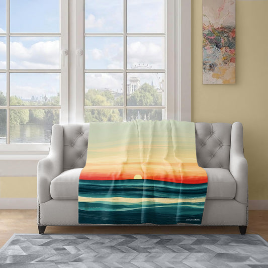 Ocean Sunset Light Weight Fleece Blanket by Wikus Schalkwyk