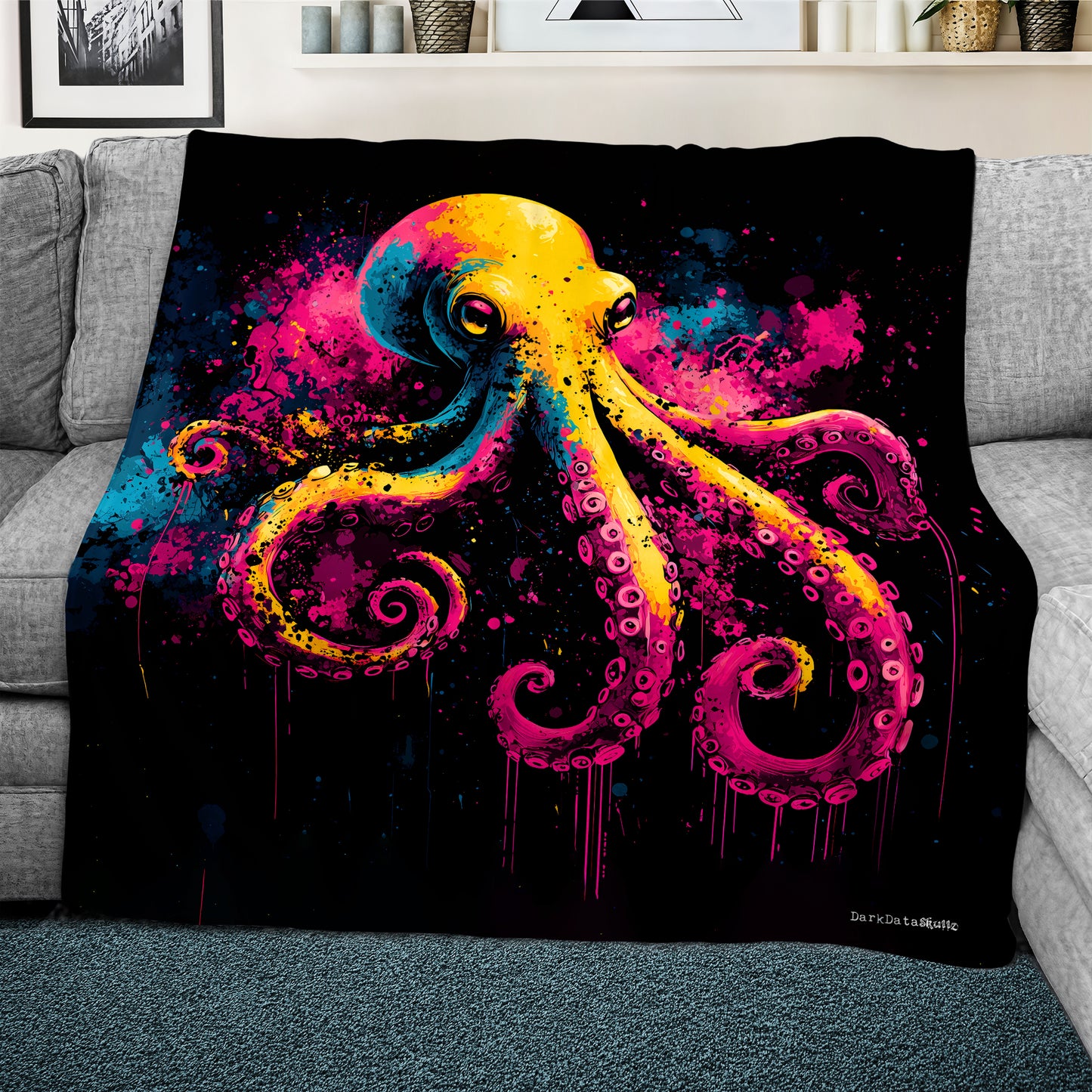 Octopus Light Weight Fleece Blanket by Wikus Schalkwyk