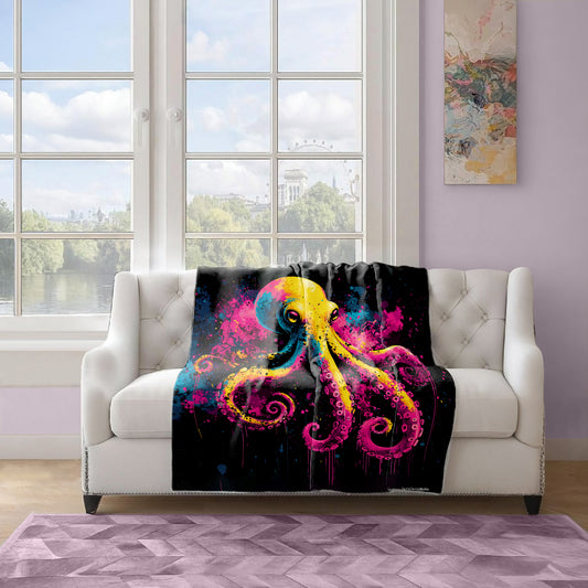 Octopus Light Weight Fleece Blanket by Wikus Schalkwyk
