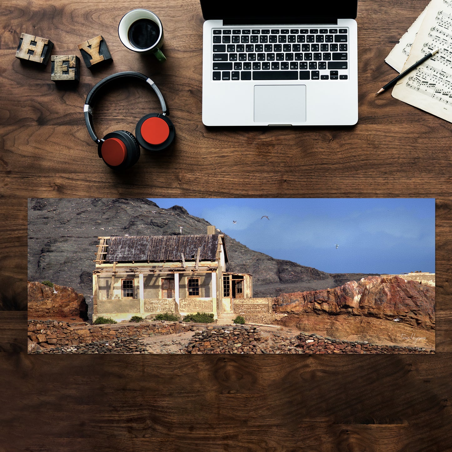 Old Building on Coast Desk Pad by Fanie Heymans